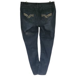 Mudd Women's Skinny Streach Jeans Size 11 Dark Faded Embroidered EUC Retro